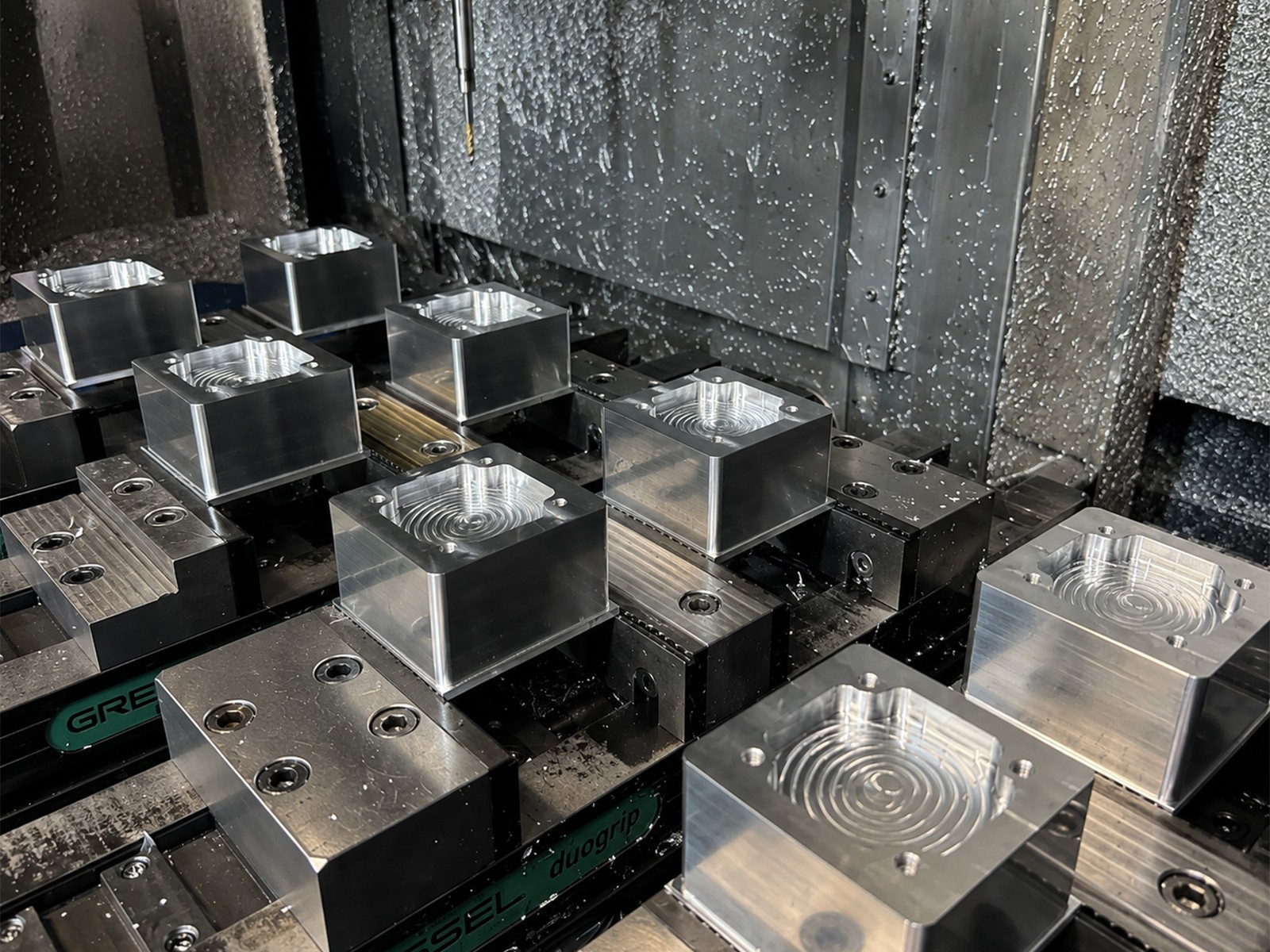 CNC machined part on a machining center